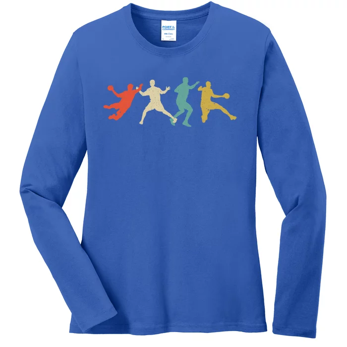 Colorful Handball Players Handball Team Handball Gift Ladies Long Sleeve Shirt