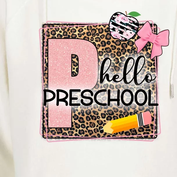 Cute Hello Pre School Teachers Students Womens Funnel Neck Pullover Hood