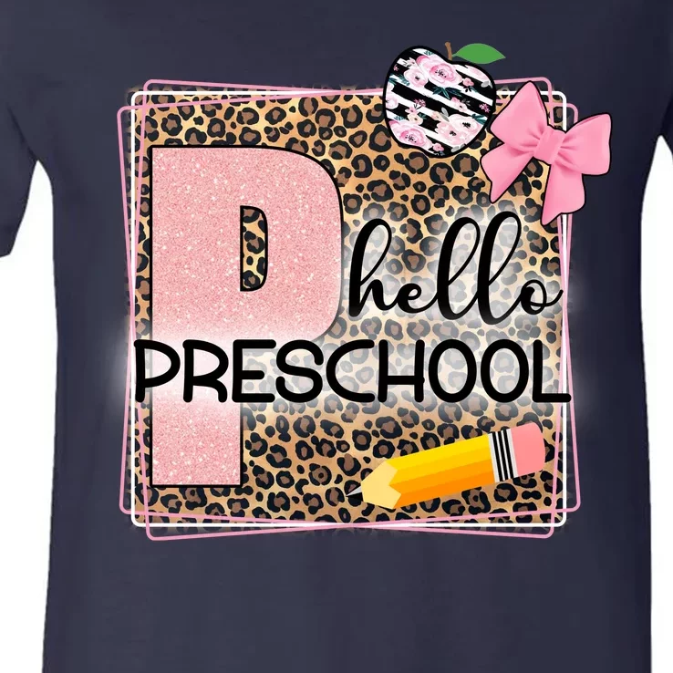 Cute Hello Pre School Teachers Students V-Neck T-Shirt