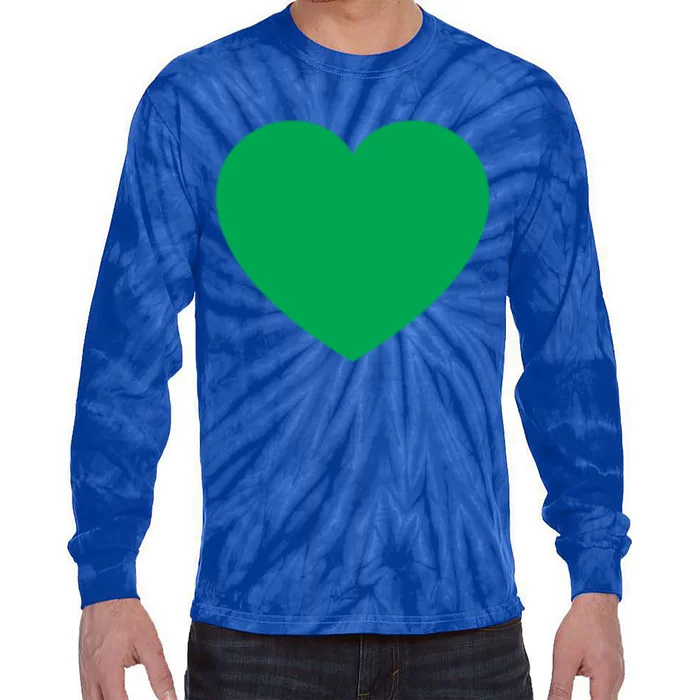 Cute Heart Pocket Print Cerebral Palsy Green Ribbon Gift Tie-Dye Long Sleeve Shirt