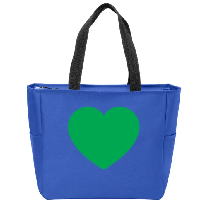 Cute Heart Pocket Print Cerebral Palsy Green Ribbon Gift Zip Tote Bag