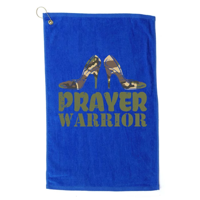 Camo Heels Prayer Warrior Faith God Jesus Christian Funny Gift Platinum Collection Golf Towel