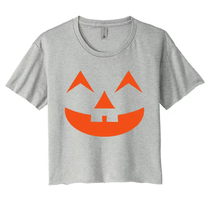 Creepy Halloween Pumpkin Face Halloween Jack O Lanterns Women's Crop Top Tee