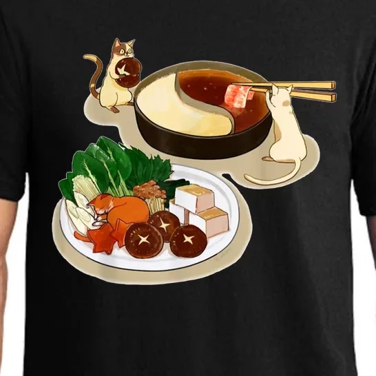 Chinese Hot Pot Asian Foodie Cuisine Cat Pajama Set