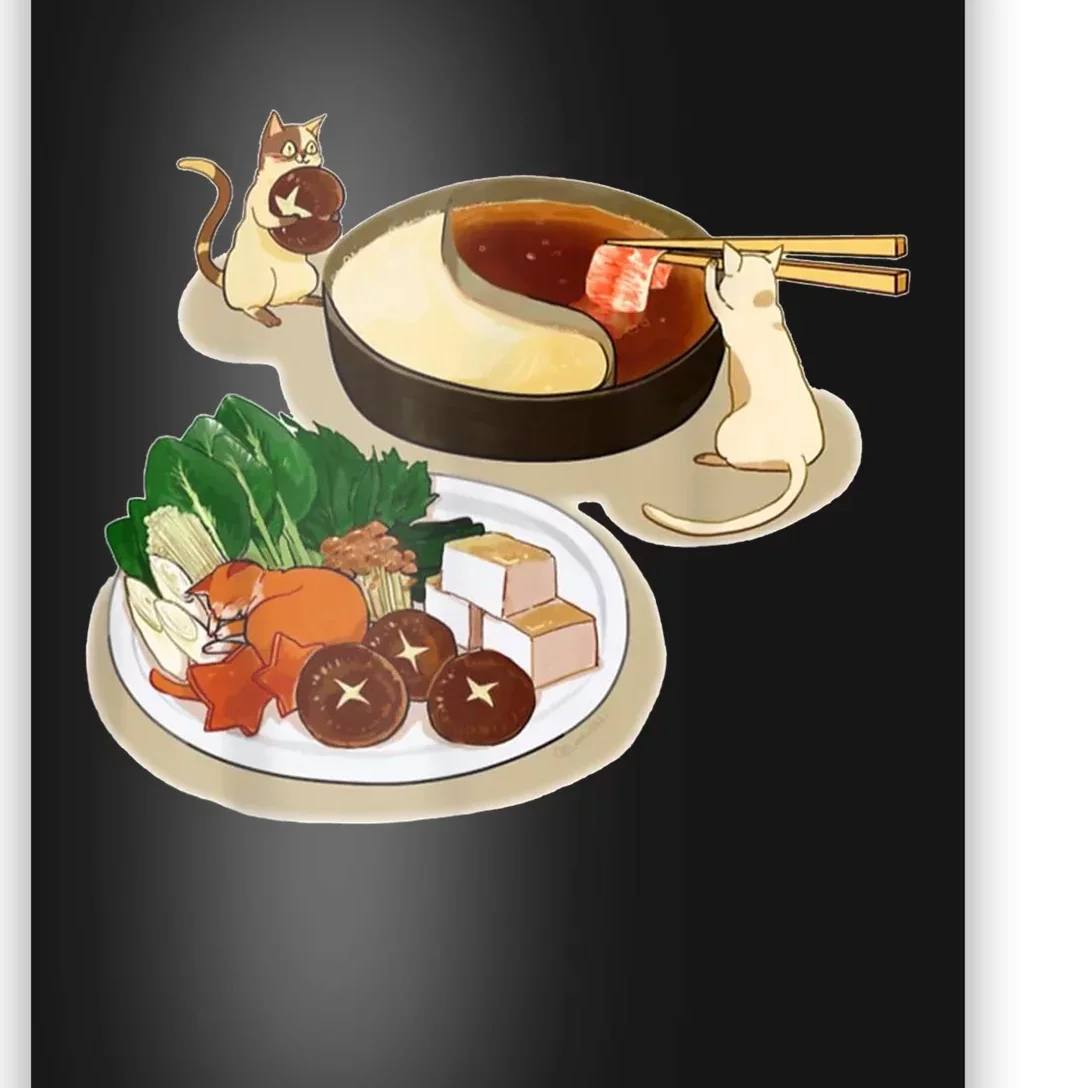 Chinese Hot Pot Asian Foodie Cuisine Cat Poster