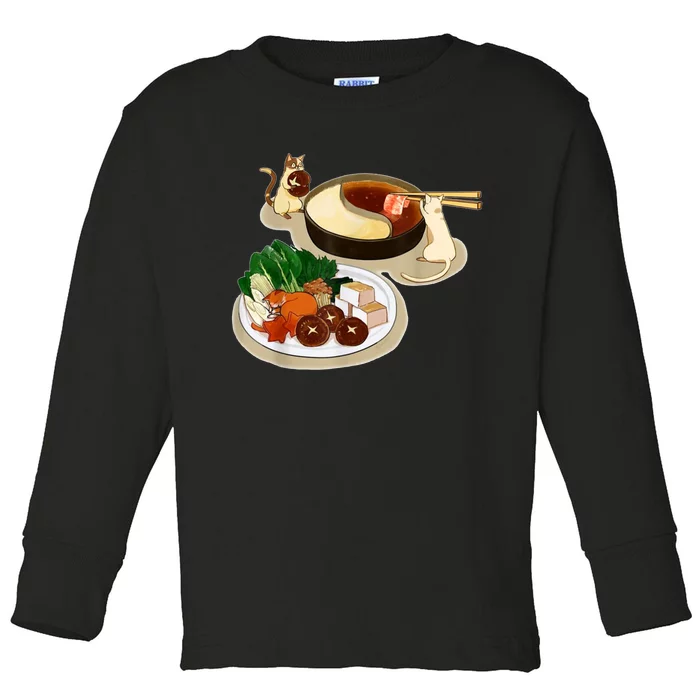 Chinese Hot Pot Asian Foodie Cuisine Cat Toddler Long Sleeve Shirt