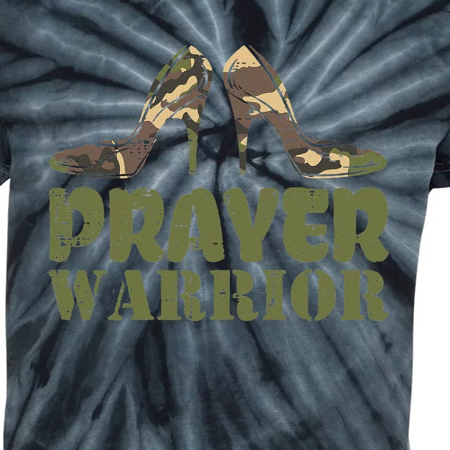 Camo Heels Prayer Warrior Faith God Jesus Christian Kids Tie-Dye T-Shirt