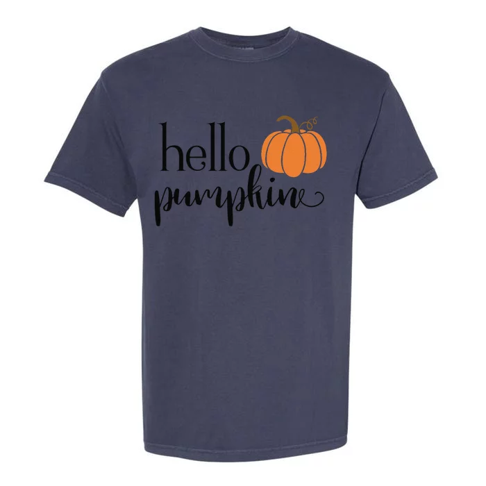 Cute Hello Pumpkin Thanksgiving Autumn Fall Leaves Design Funny Garment-Dyed Heavyweight T-Shirt