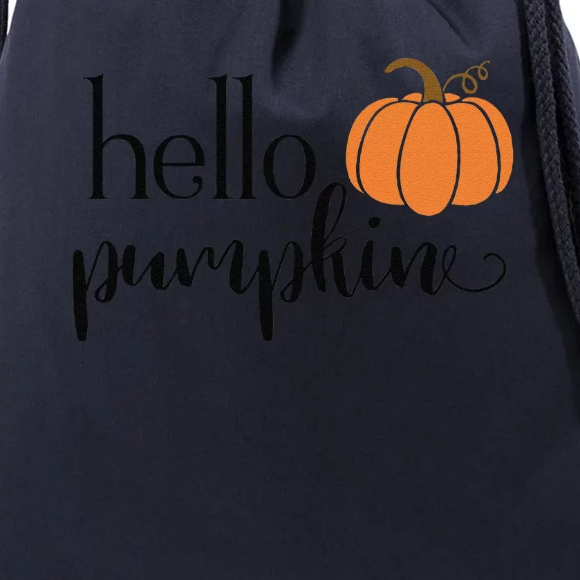 Cute Hello Pumpkin Thanksgiving Autumn Fall Leaves Design Funny Drawstring Bag