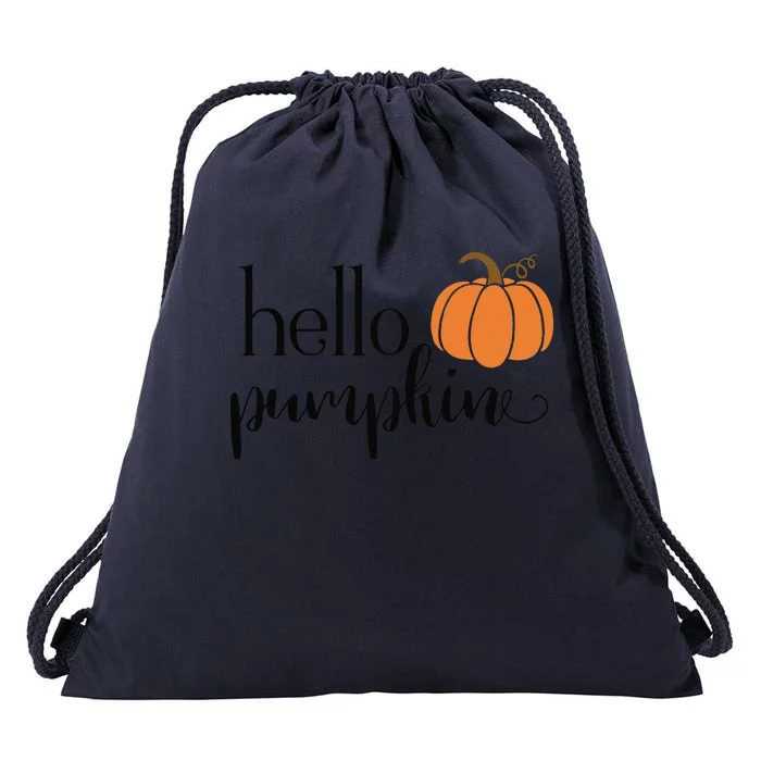 Cute Hello Pumpkin Thanksgiving Autumn Fall Leaves Design Funny Drawstring Bag