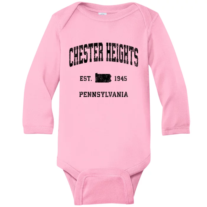 Chester Heights Pennsylvania Pa Vintage Athletic Sports Baby Long Sleeve Bodysuit