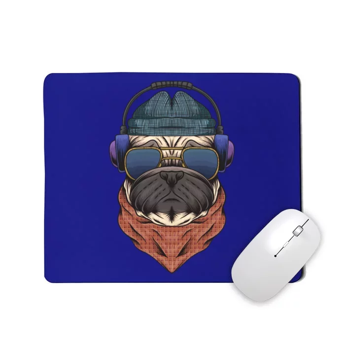 Cool Hipster Pug Dog I Love Pugs Pug Mom Gift Mousepad