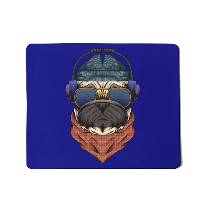 Cool Hipster Pug Dog I Love Pugs Pug Mom Gift Mousepad