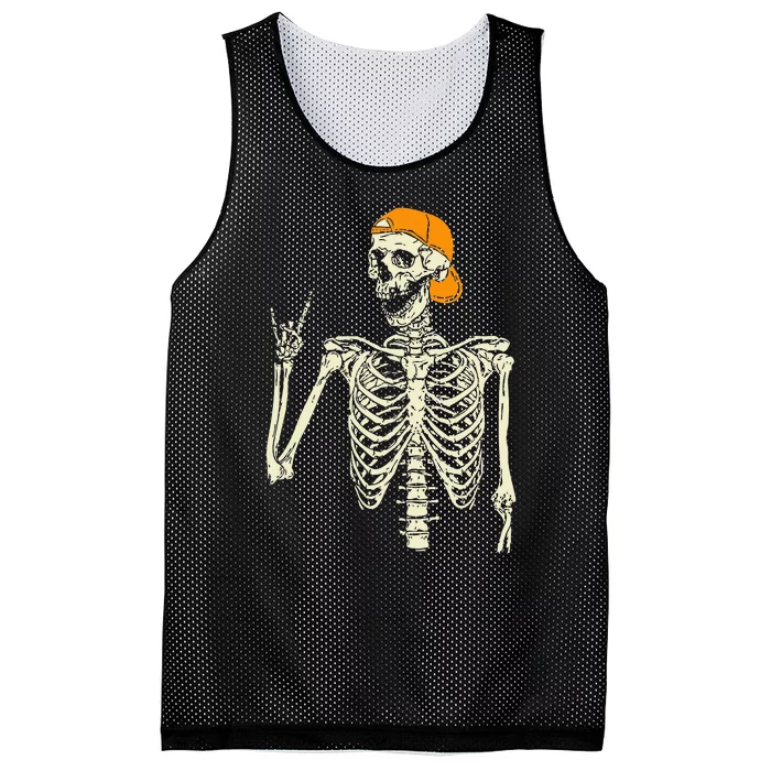 Cool Halloween Punk Rock Skeleton Cap Mesh Reversible Basketball Jersey Tank