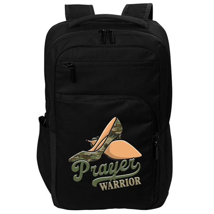 Camo Heels Prayer Warrior Faith God Jesus Christian Impact Tech Backpack