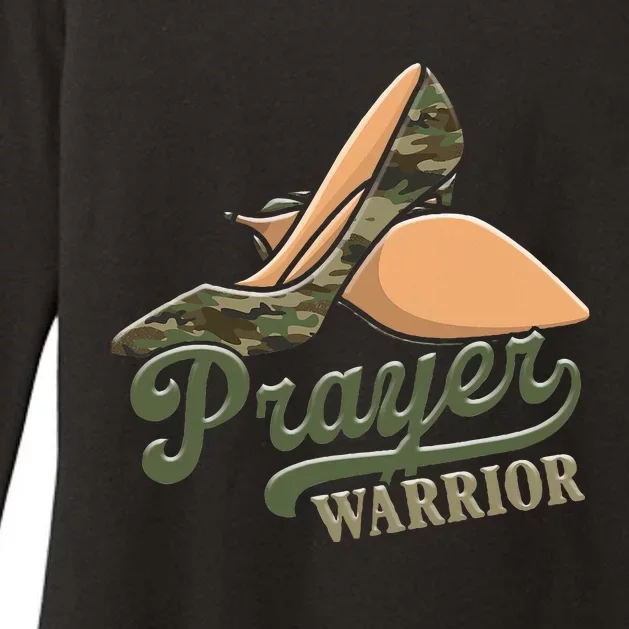 Camo Heels Prayer Warrior Faith God Jesus Christian Womens CVC Long Sleeve Shirt