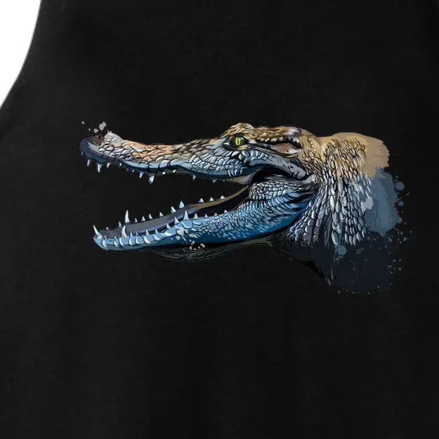 Crocodile Head Portrait From A Splash Ladies Tri-Blend Wicking Tank