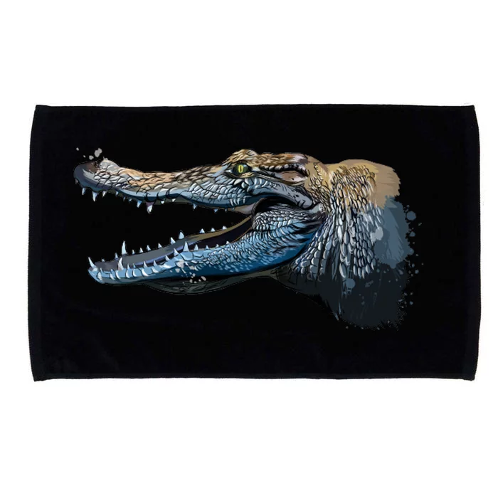 Crocodile Head Portrait From A Splash Microfiber Hand Towel