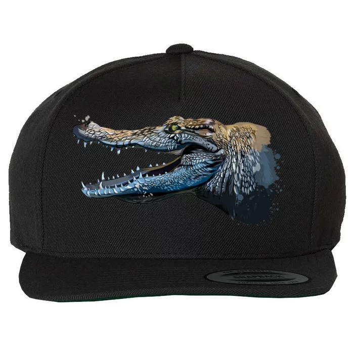 Crocodile Head Portrait From A Splash Wool Snapback Cap