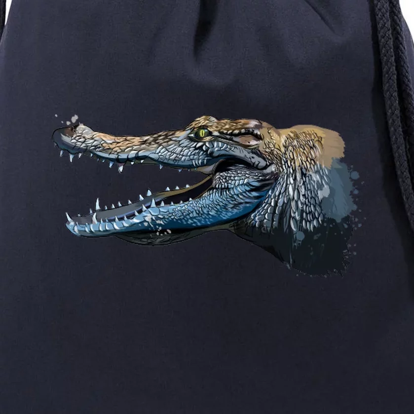 Crocodile Head Portrait From A Splash Drawstring Bag