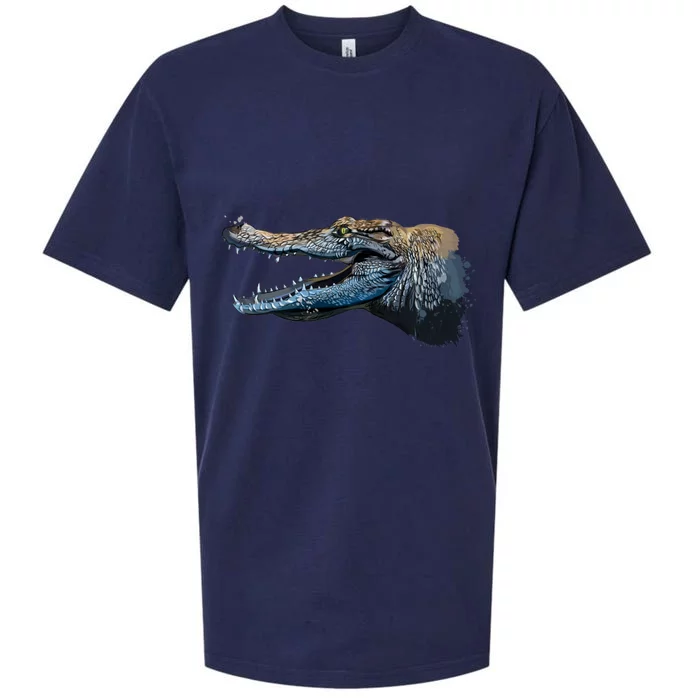 Crocodile Head Portrait From A Splash Sueded Cloud Jersey T-Shirt