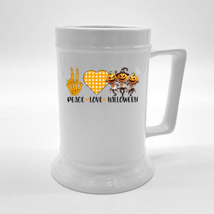 Cute Halloween Peace Love And Gnome Fall Great Gift Front & Back Beer Stein