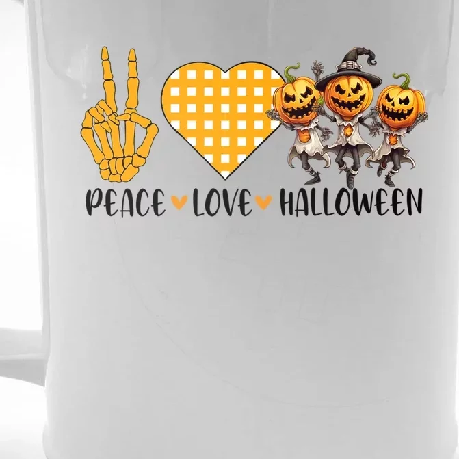 Cute Halloween Peace Love And Gnome Fall Great Gift Front & Back Beer Stein