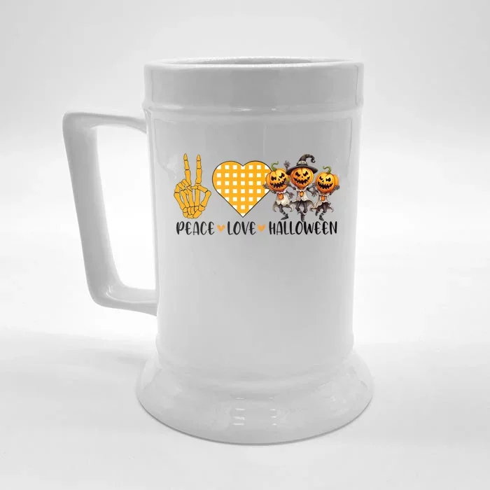 Cute Halloween Peace Love And Gnome Fall Great Gift Front & Back Beer Stein