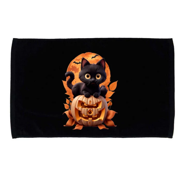 Cat Halloween Pumpkin Funny Cat Lover Costume Halloween Microfiber Hand Towel