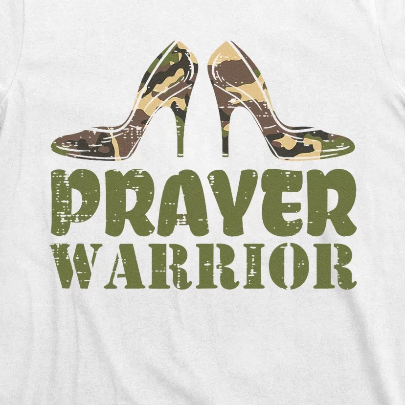 Camo Heels Prayer Warrior Faith God Jesus Christian T-Shirt