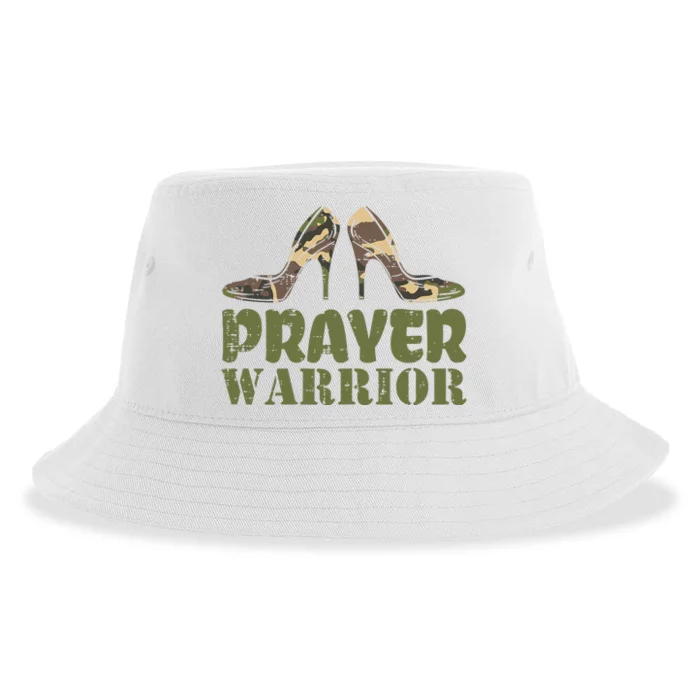 Camo Heels Prayer Warrior Faith God Jesus Christian Sustainable Bucket Hat