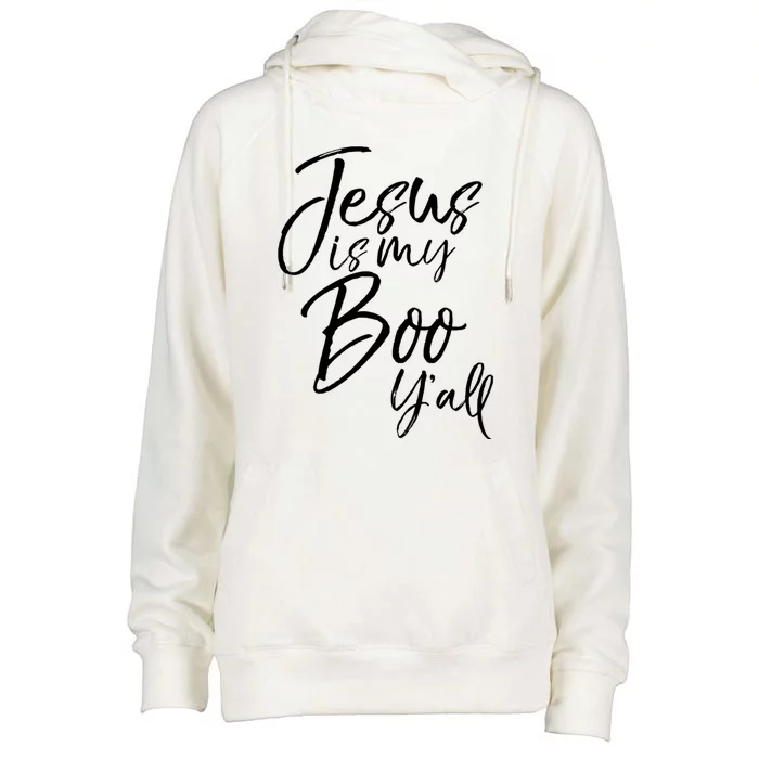 Christian Halloween Quote Jesus Is My Boo YAll Gift Womens Funnel Neck Pullover Hood