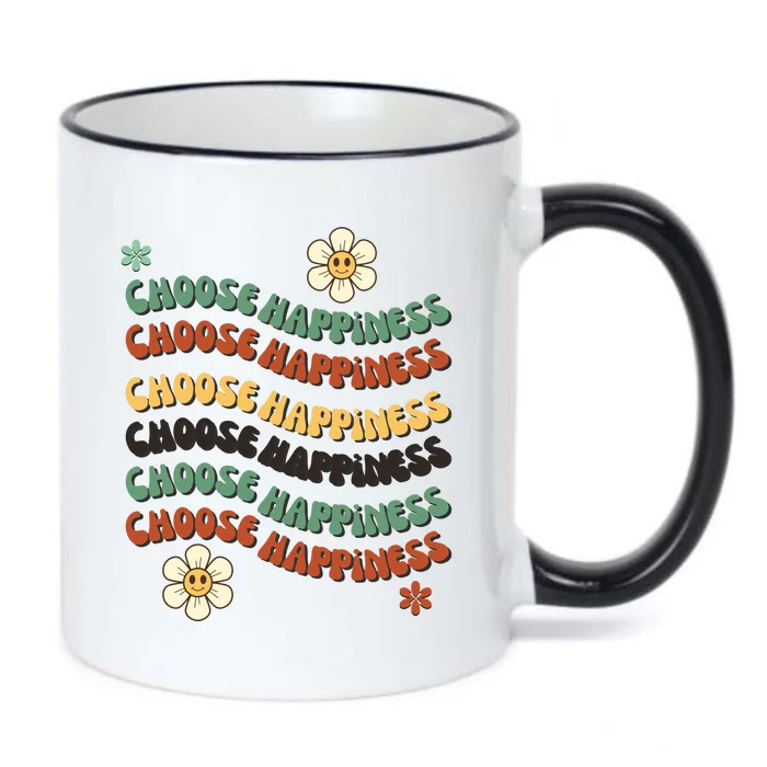 Choose Happiness Retro Sunflower Black Color Changing Mug