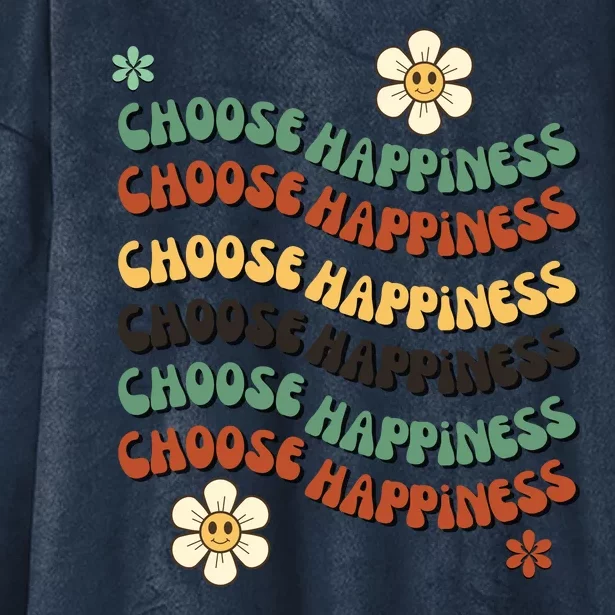 Choose Happiness Retro Sunflower Hooded Wearable Blanket