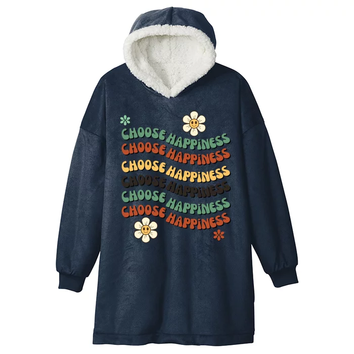 Choose Happiness Retro Sunflower Hooded Wearable Blanket