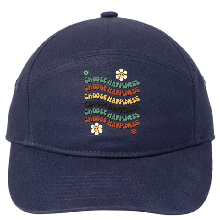 Choose Happiness Retro Sunflower 7-Panel Snapback Hat