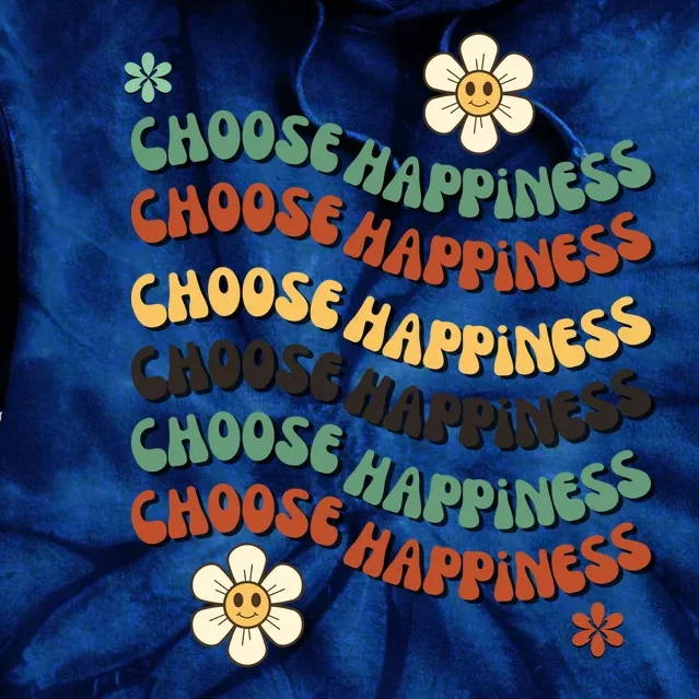 Choose Happiness Retro Sunflower Tie Dye Hoodie