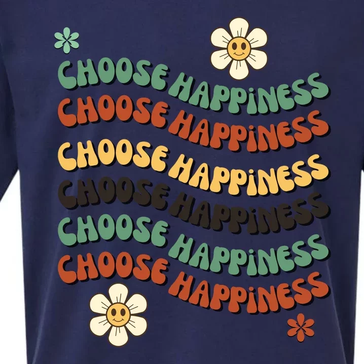 Choose Happiness Retro Sunflower Sueded Cloud Jersey T-Shirt