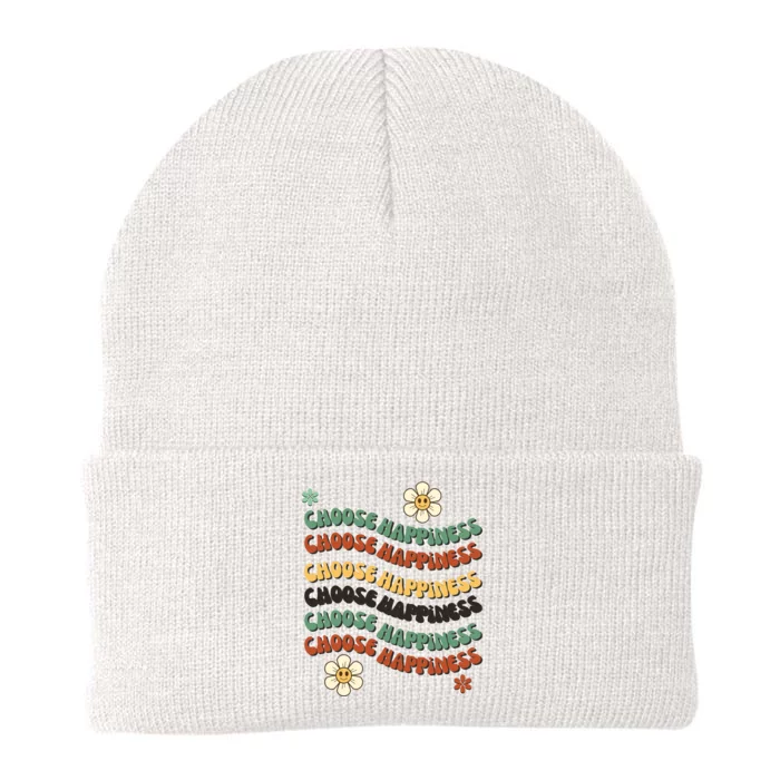 Choose Happiness Retro Sunflower Knit Cap Winter Beanie