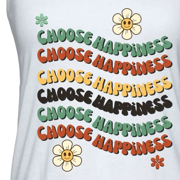 Choose Happiness Retro Sunflower Ladies Essential Flowy Tank