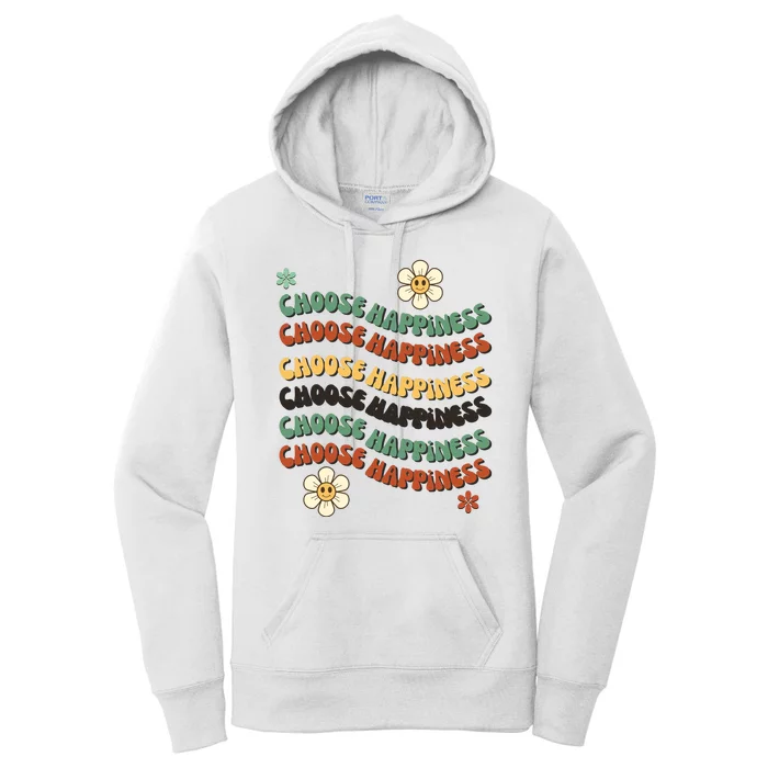 Choose Happiness Retro Sunflower Women's Pullover Hoodie