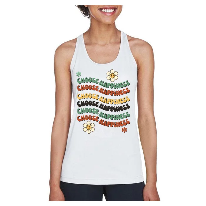 Choose Happiness Retro Sunflower Women's Racerback Tank