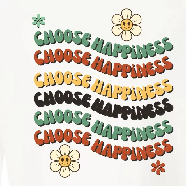 Choose Happiness Retro Sunflower Cropped Pullover Crew