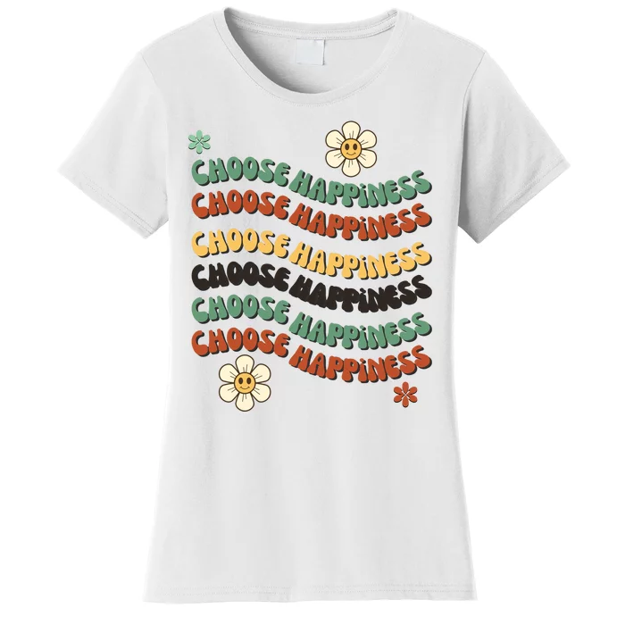 Choose Happiness Retro Sunflower Women's T-Shirt