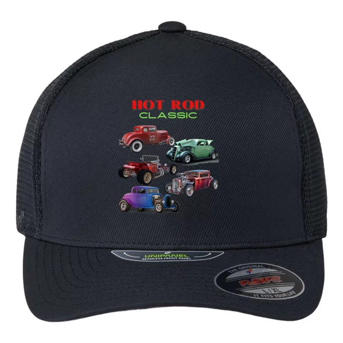 Classic Hot Rod Antique Car Flexfit Unipanel Trucker Cap