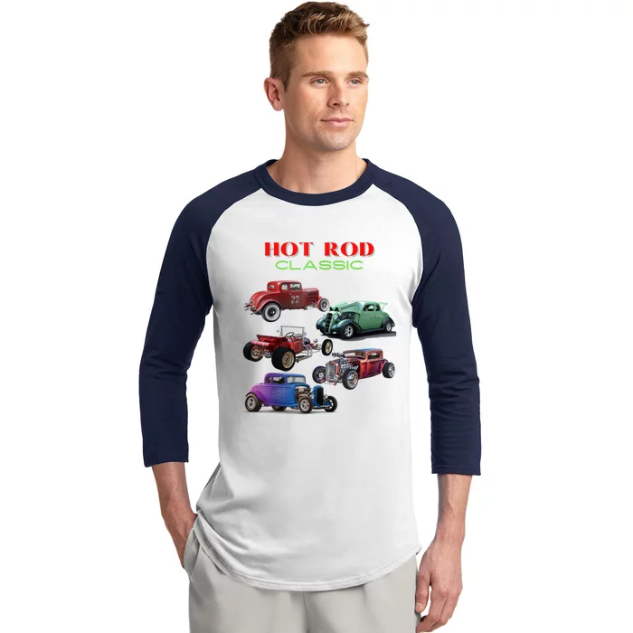 Classic Hot Rod Antique Car Baseball Sleeve Shirt