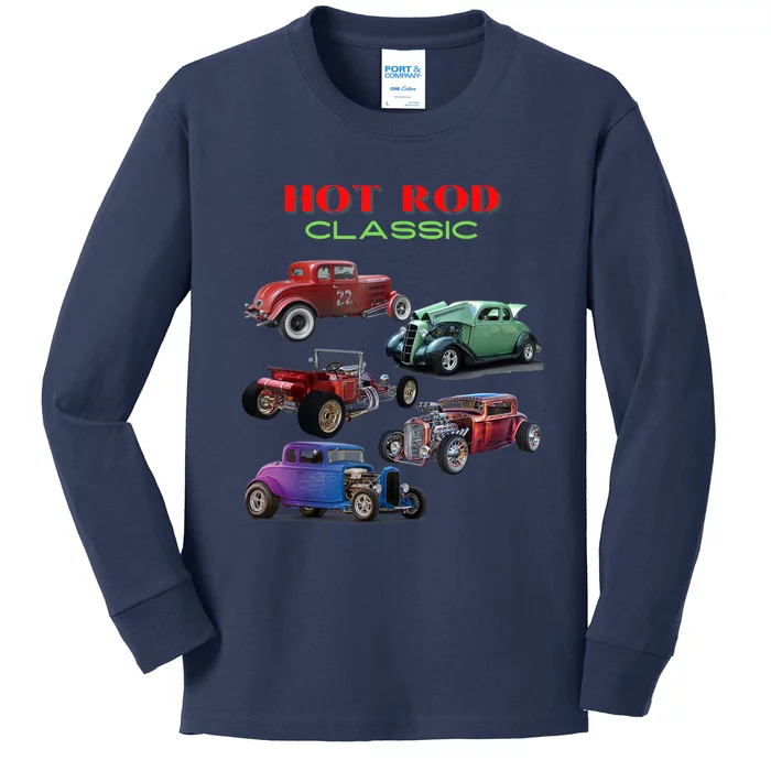 Classic Hot Rod Antique Car Kids Long Sleeve Shirt