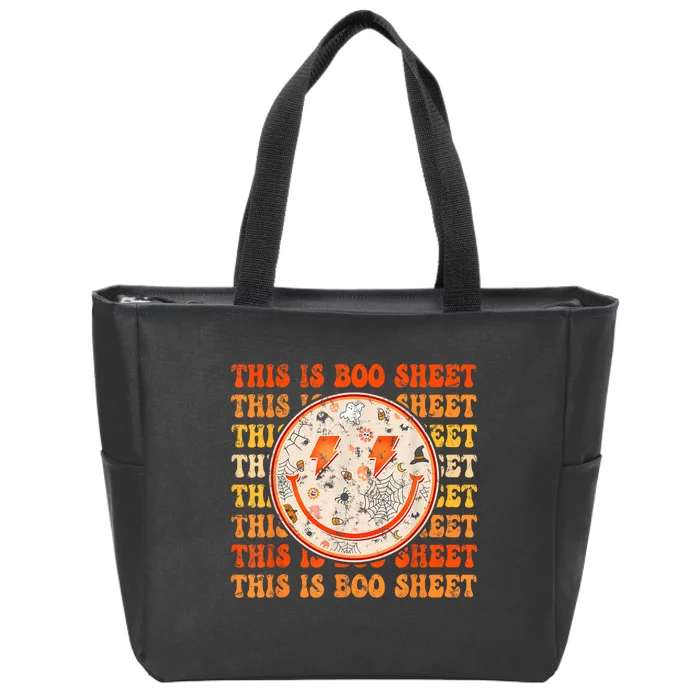 Costume Halloween Retro Trick Or Teach Smile Face Ghost Zip Tote Bag