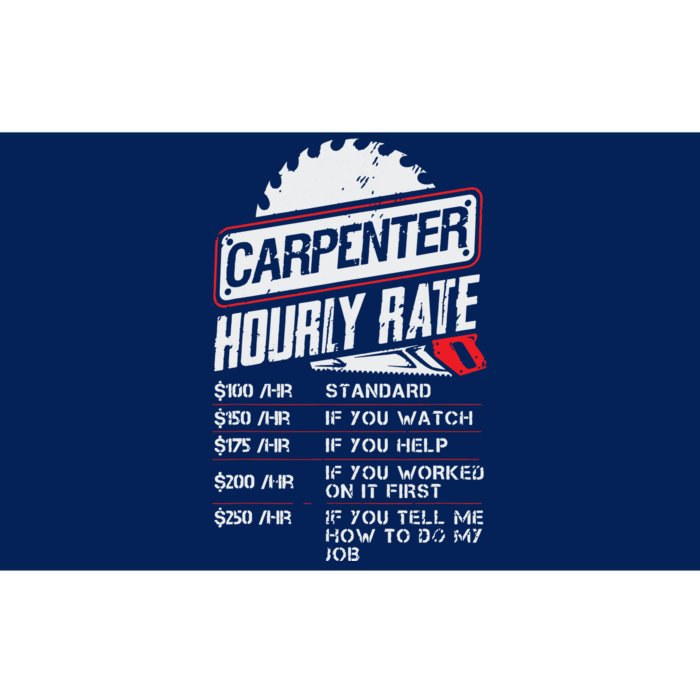 Carpenter Hourly Rate Funny Woodworking Gift For Carpenters Bumper Sticker