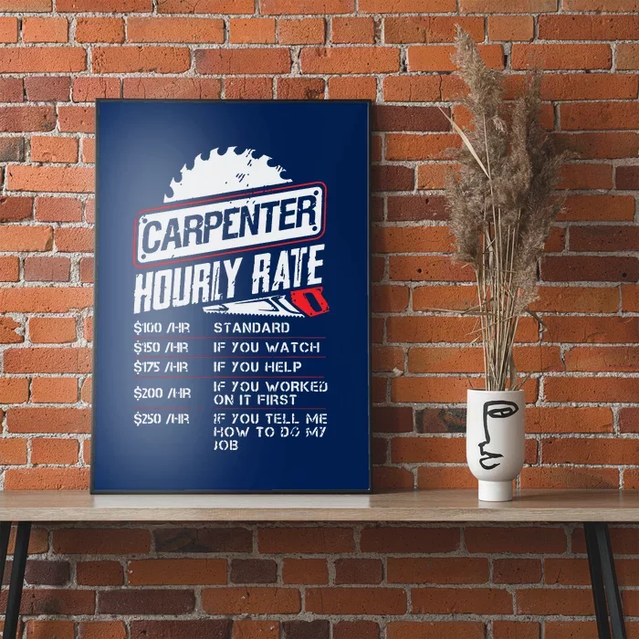 Carpenter Hourly Rate Funny Woodworking Gift For Carpenters Poster